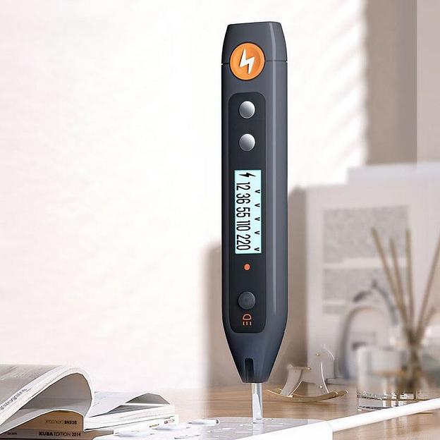 Индикаторная отвертка-тестер напряжения цифровая "Home Series Gray" Deli HT7005 (12-250 В, фонарик, батарейки в комплекте) фото 2