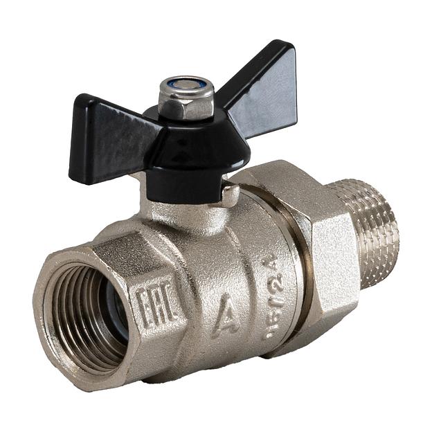 Кран шаровой полнопроходной с полусгоном 1/2' ВН/НР бабочка фото 2