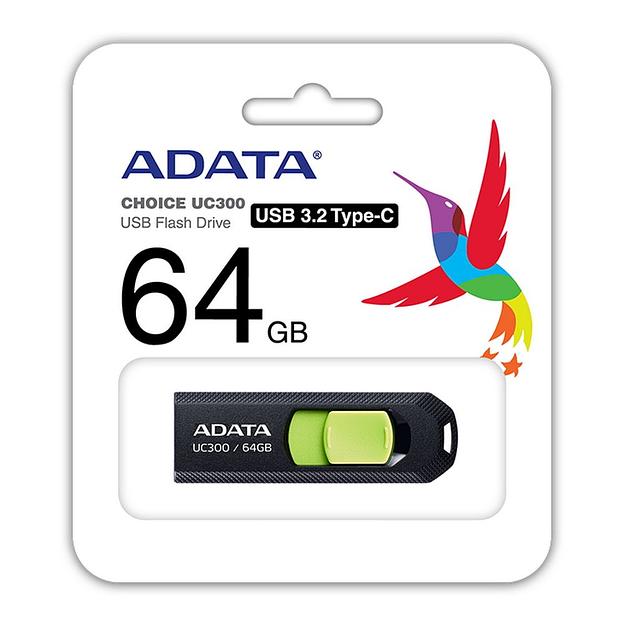 Флэш-накопитель 64GB ACHO-UC300-64G-RBK/GN ADATA фото 3