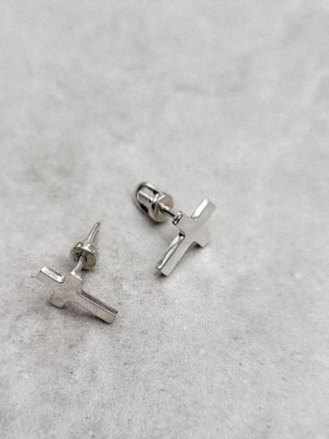 Ювелирные серебряные серьги крестик 925 фото 2