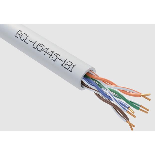 Кабель витая пара Bion BCL-U5445-181 U/UTP, кат.5e, 4x2x0,455мм AWG 25, медь, одножильный, PVC, для внутренней прокладки, 305м, серый фото 1