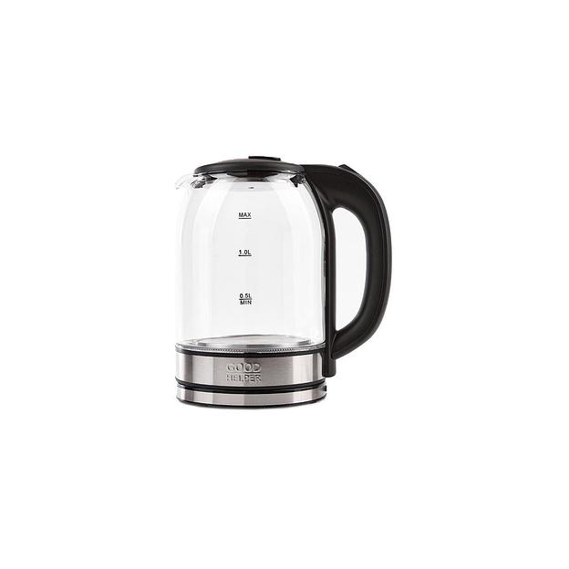 Чайник электрический GOODHELPER KG-18B11, 1500Вт, прозрачный и черный фото 1
