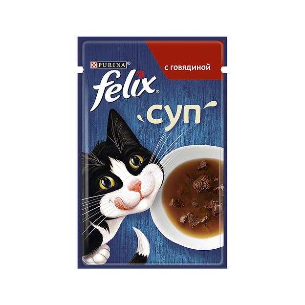 Влажный корм для кошек Felix® Суп с говядиной, 48 г фото 1