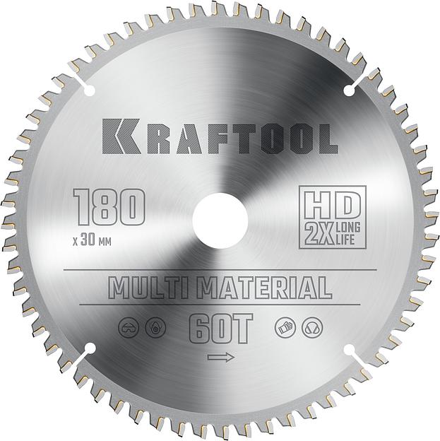 KRAFTOOL Multi Material, 180 х 30 мм, 60Т, пильный диск по алюминию (36953-180-30) фото 1