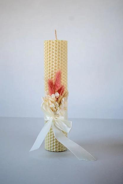 Свеча из вощины Ulianka с сухоцветами фото 1