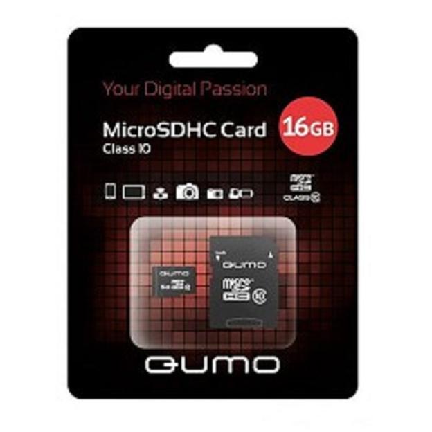 Micro SecureDigital 16Gb QUMO QM16GMICSDHC10U1 {MicroSDHC Class 10 UHS-I, SD adapter} фото 1