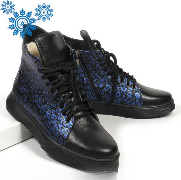 Зимние ботинки TAIS на шнурках с молнией, арт.MT238-2-Ш чёрно-синий ОПТ фото 1