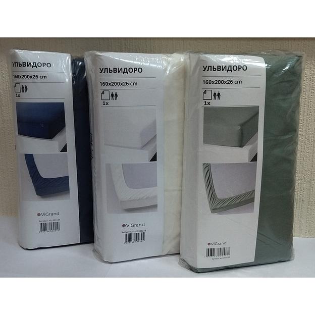 Простыня на резинке УЛЬВИДОРО (ИКЕА УЛЛЬВИДЕ) 160x200, темно-синий, поплин KL-351154 фото 8