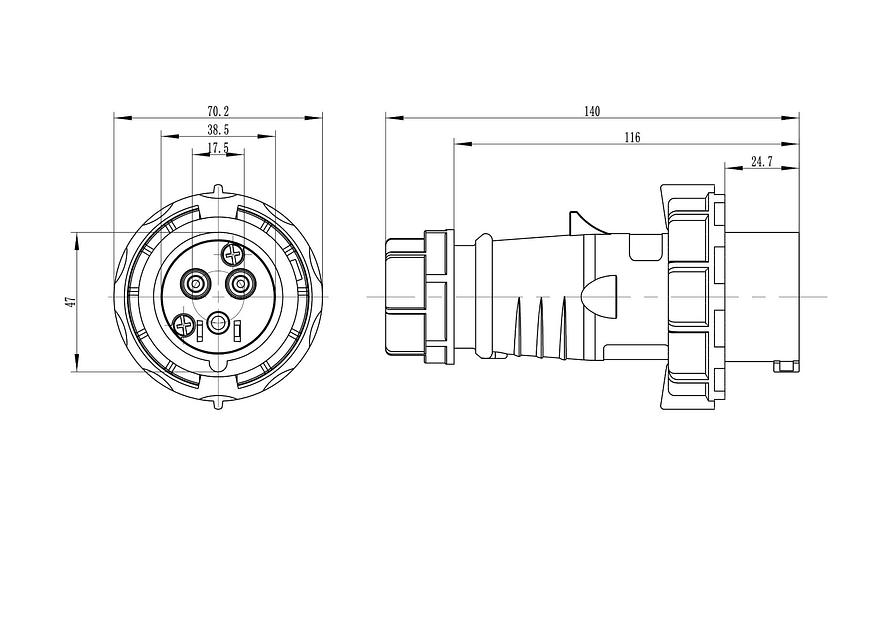 Вилка кабельная IP67 16A 2P+E 230В DKC DIS2181633 фото 2