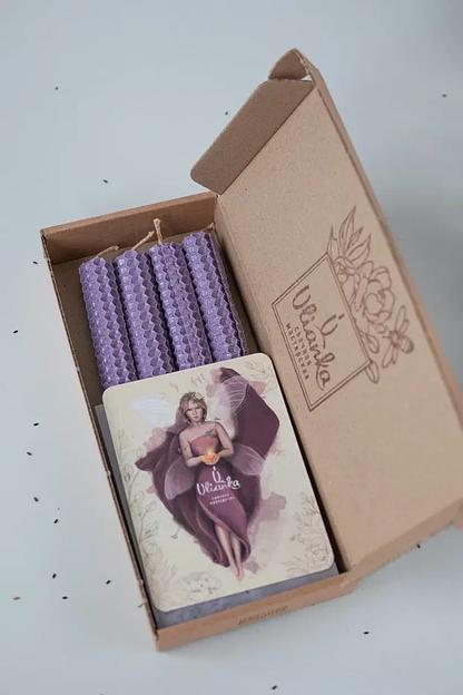 4 тонких свечи из вощины Ulianka, лаванда фото 1