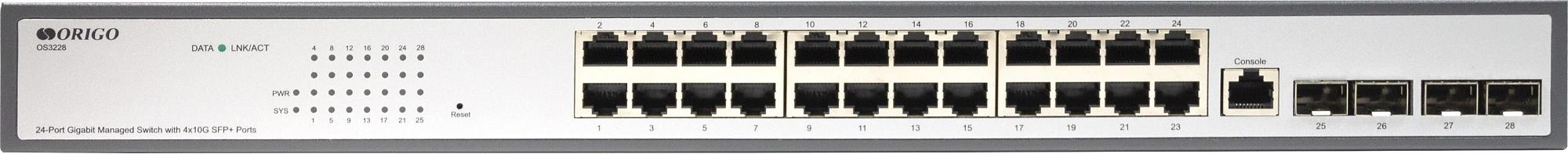 ORIGO OS3228/A1A Управляемый L2 коммутатор, 24x1000Base-T, 4x10GBase-X SFP+ фото 1