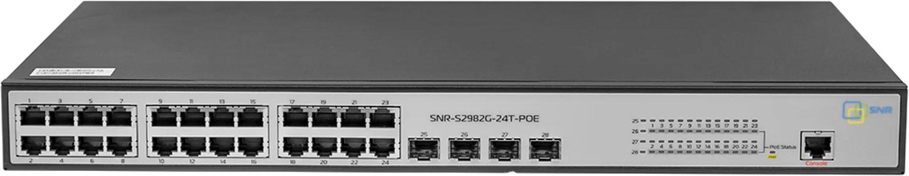 Коммутатор SNR SNR-S2982G-24T-POE-E 24G 4SFP 24PoE 370W управляемый фото 1