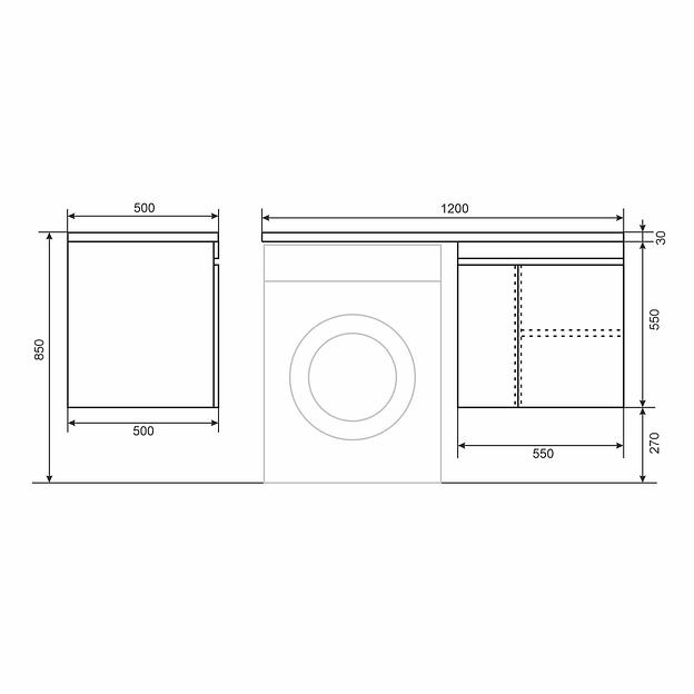 Тумба под стиральную машину Uperwood Magenta, 60 см, подвесная, белая/графит, с дверцами фото 10