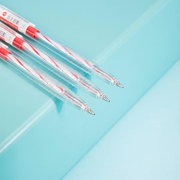 Ручка шариковая Deli EQ24-RD авт. 0.7мм прозрачный красные чернила фото 8
