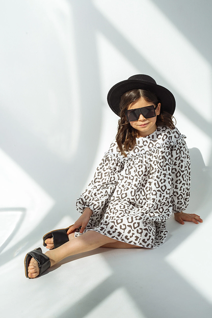 Платье MINI DI «Ева» лео на белом, муслим, арт.270 ОПТ фото 4