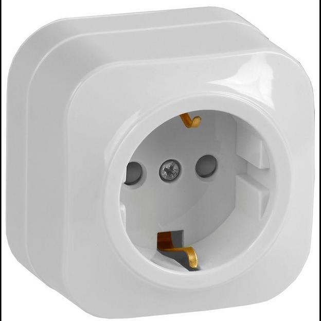 IEK ERH14-K01-16 РСш20-3-ХБ Розет. 1-ая с з/к и з/ш о/у 16А GLORY белый фото 1