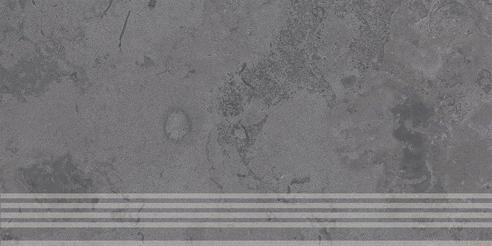 Ступень Kerama Marazzi Про Лаймстоун серый темный натуральный обрезной 300x600 фото 1