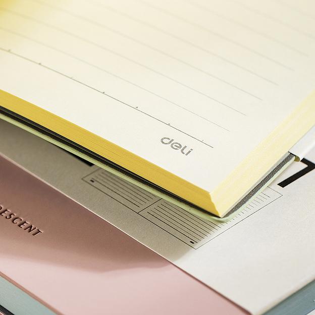 Блокнот Deli EN140LBLUE A5 210х143мм искусст. кожа 96л линейка мягкая обложка голубой фото 5