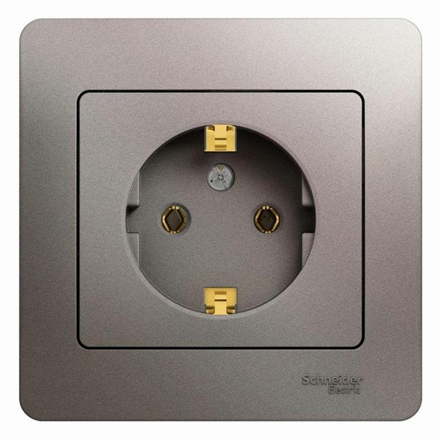 Systeme electric GSL001242 GLOSSA РОЗЕТКА с заземлением,16А, 250В, в сборе,ПЛАТИНА фото 1