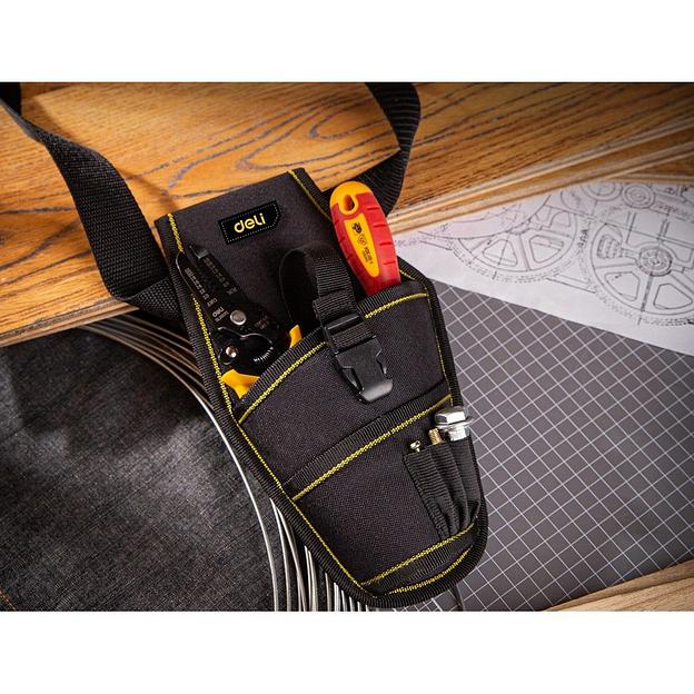 Ящики, сумки для инструментов Deli Поясная сумка-кобура монтажника Deli DL430004 260 x 150 мм, 4 кармана, ткань Оксфорд 600D фото 4
