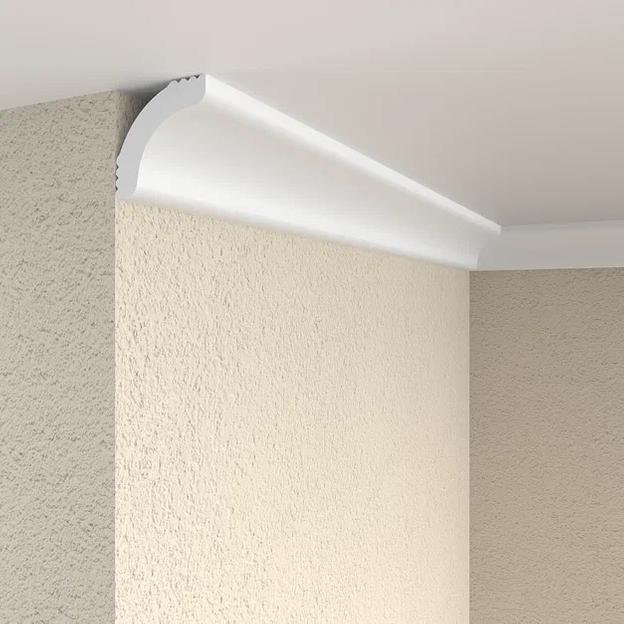 Экструзионный плинтус потолочный Format 04507E, белый ОПТ фото 1