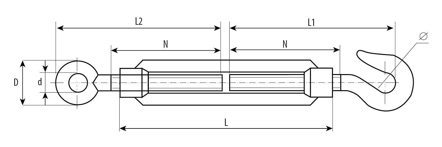 ЗУБР DIN 1480, М24, кованая натяжная муфта, 1 шт, талреп крюк-кольцо, Профессионал (4-304355-24) фото 2
