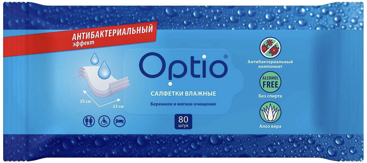 Влажные салфетки антибактериальные «Оптима» 80 шт, опт фото 1
