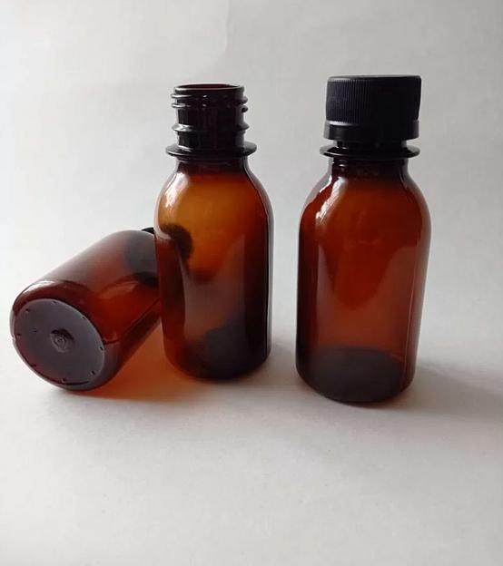 Бутылка коричневая с чёрной крышкой 100 мл ПЭТ фото 1
