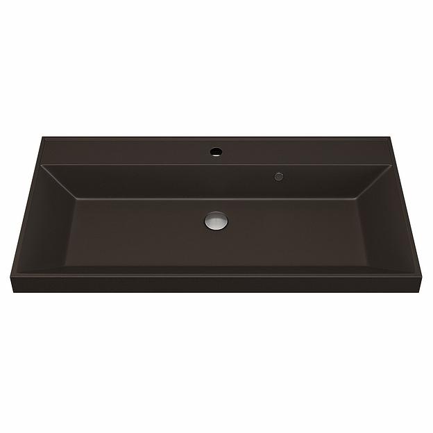 Раковина кварцевая для ванной комнаты Uperwood Classic Quartz 90 см, коричневая матовая, трюфель фото 5