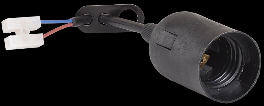 Патрон подвесной Е27 с проводом и клемной колодкой пластик черный (EPP14-04-01-K02) фото 1