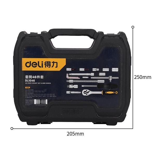 Ключи Deli Набор торцевых головок и ключей 46 шт Deli DL1046 1/4», муфты из стали 50BV30, пластиковый кейс фото 1
