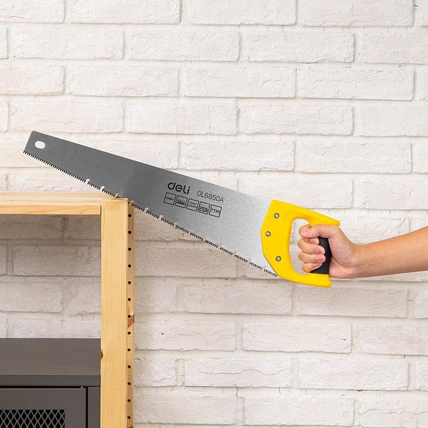 Ножовка по дереву Deli DL6850A 500мм, сталь 65Mn, шлифовка зубцов с 3-х сторон, рукоять из двухкомпонентного противоударного пластика фото 3