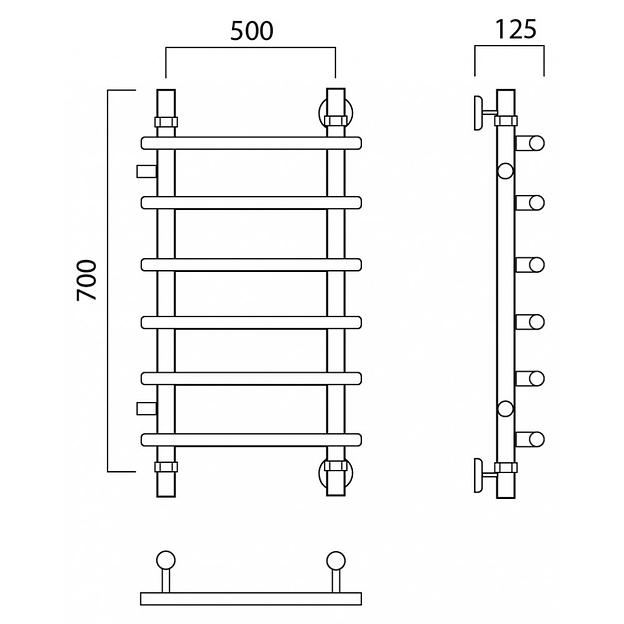 Полотенцесушитель водяной Роснерж Нео 1 L106001 70x50 с боковым подключением 600 фото 2