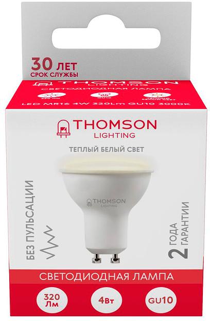 Лампа светодиодная Thomson TH-B2103 4Вт цок.:GU10 рефлек. 220B 3000K св.свеч.бел.теп. MR16 (упак.:1шт) фото 3