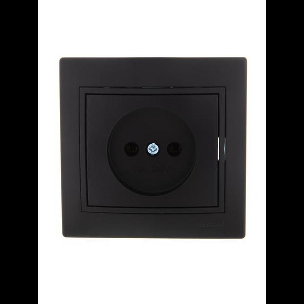 Розетка 1-м СП Mira 16А IP20 без заземл. со вставкой керамика черн. бархат LEZARD 701-4242-121 фото 1