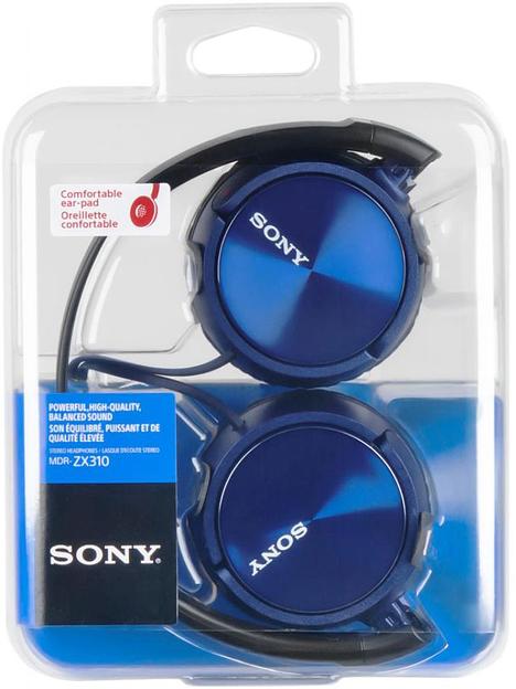 Гарнитура накладные Sony MDR-ZX310AP 1.2м голубой проводные оголовье фото 9