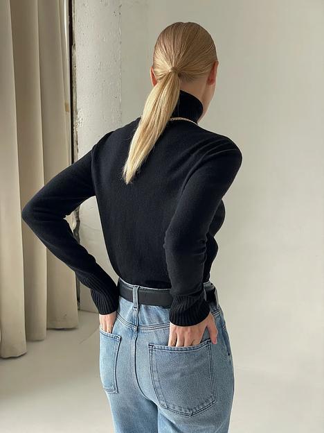 Черная водолазка с двойным горлом ОПТ фото 4