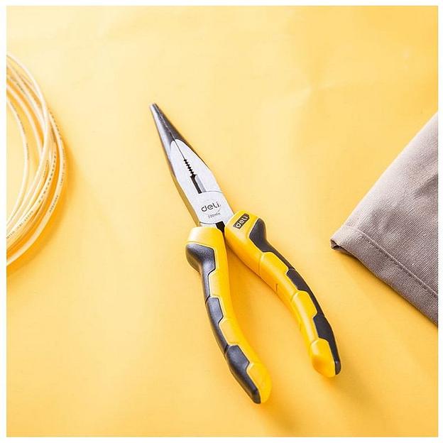 Удлиненные плоскогубцы Deli DL2108 200мм, двухкомпонентная рукоять фото 4