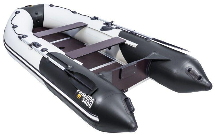 Лодка Ривьера 3400 СК Компакт, 3400*1600*460 мм., цвет: серый-черный фото 1