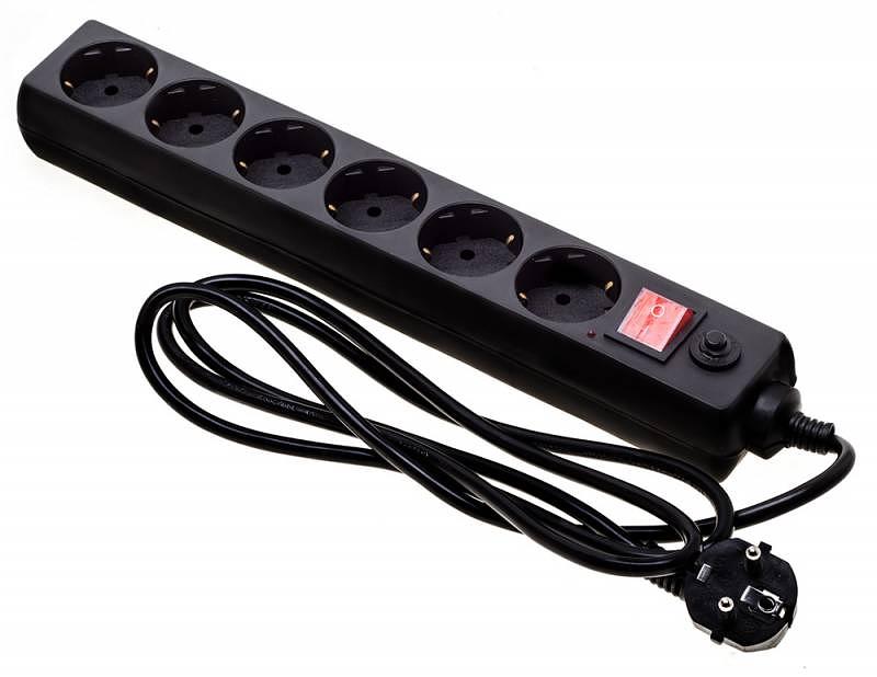 Сетевой фильтр Buro 600SH-16-1.8-B 1.8м (6 розеток) черный (коробка) фото 1
