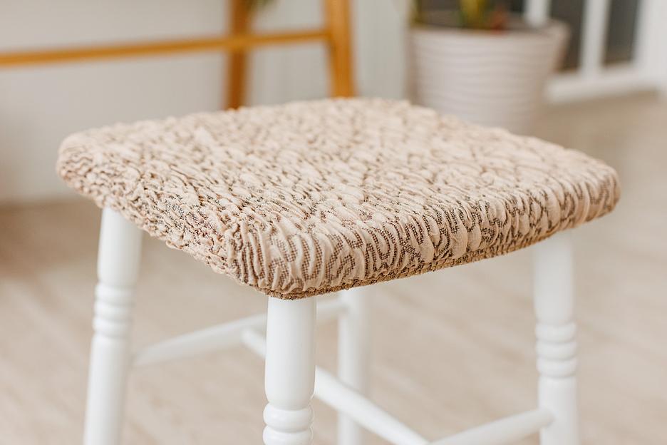 Чехол на табурет Чехлы&Пледы «Виктория» тёмная ваниль (2 шт) ОПТ фото 4