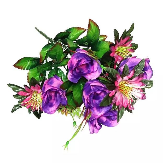 Букет астры с розами 11 голов (2 вида 5+6) 56см 202-694+626 фото 1