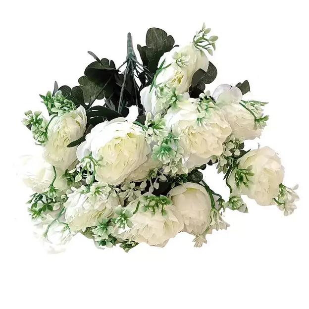 Букет с 12 пионовидными розами (зел.-бел. добавки) 48см фото 4