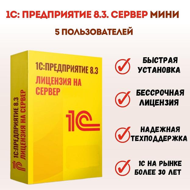 1С Предприятие 8.3. Сервер мини на 5 подключений. Коробочная версия ОПТ фото 1
