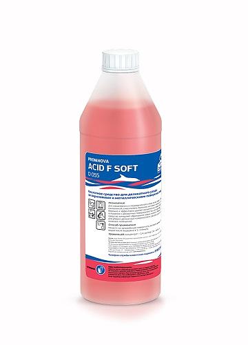 Cредство моющее слабокислотное для акриловых ванн, душевых кабин и сантехники 1 л. ph 3,5 Promnova Acid F Soft /1/12/ фото 1