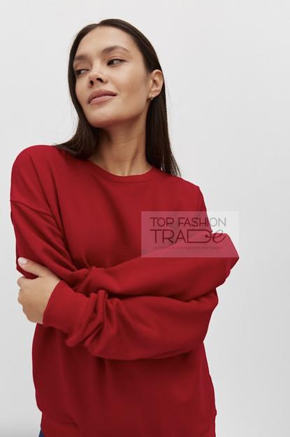 Свитшот женский трехнитка петля базовый красный SWT06-5 фото 1