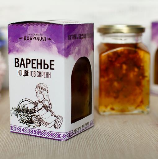 Варенье из Цветков сирени баночка в сувенирной коробочке с магнитиком 300 г/260 мл опт фото 2