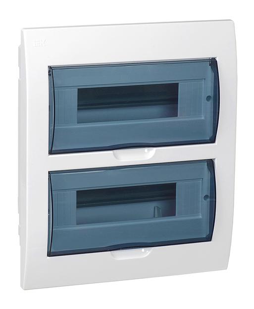 Щит распределительный IEK MKP12-V-24-40-10 ЩРВ-П-24 для установки модульных устройств встраиваемый 300мм 87мм 345мм 660B 24мод. пластик IP41 белый (упак.:1шт) фото 1