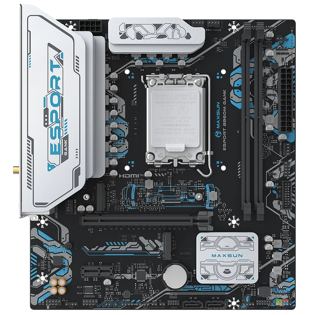 Материнская плата Maxsun MS-eSport B860M GANK WIFI B860, LGA1851, 2*DDR5, 1*PCIEx16, 1*PCIEx1, 2*M.2, 6*USB3.2Gen1, 4*USB2.0, 2*SATA3.0, 1G, DP, HDMI, M-ATX, RTL фото 1