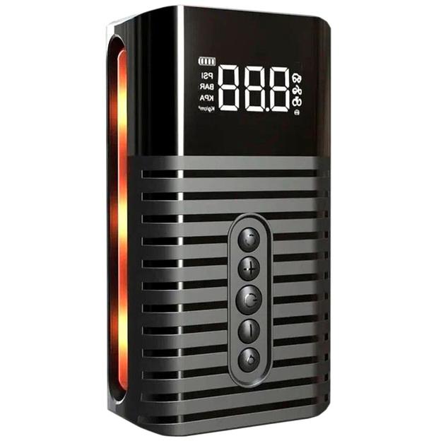 Компрессор автомобильный SmartiNext, черный SN-ND29PRO-3in1 Зарядка от USB: 5В. Регулируемый и автоматический режим установки уровня давления: Да. Производительность компрессора 38 л/мин.Тип компрессора: мембранный. Размер: 15.9х9,1х4.6 см. Вес 0.9 кг. фото 1